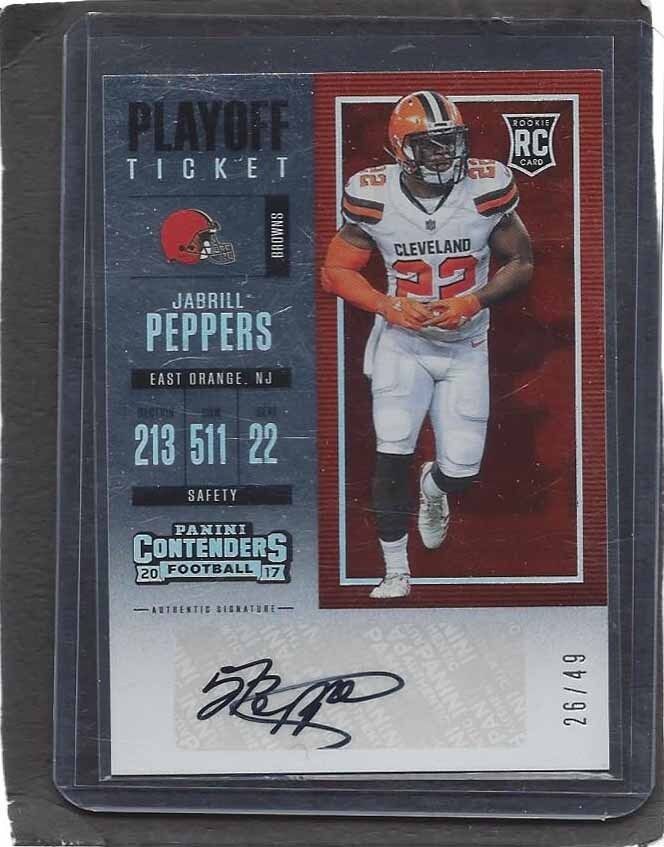 JABRILL PEPPERS 2017 CONTENDERS PLAYOFF TICKET BROWNS AUTO RC #D 26/49