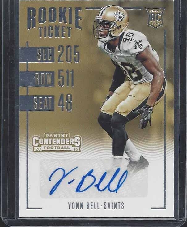 VONN BELL 2016 PANINI CONTENDERS ROOKIE TICKET SAINTS TRUE RC AUTO #149