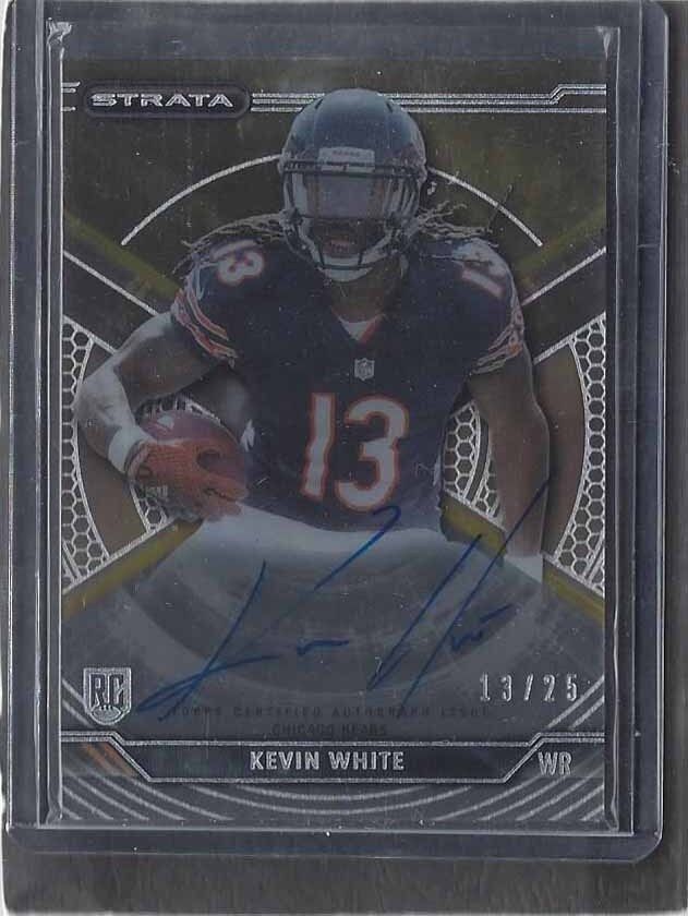 1/1 KEVIN WHITE 2015 TOPPS STRATA GOLD ON CARD AUTO RC #D 13/25 JERSEY NUMBER 13
