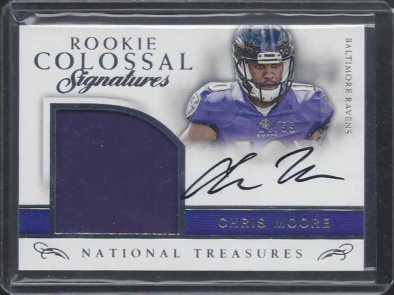 CHRIS MOORE 2016 NATIONAL TREASURES COLOSSAL JUMBO JERSEY ON CARD AUTO RC #D /99