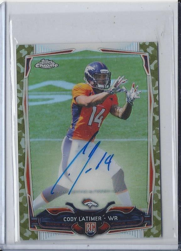 CODY LATIMER 2014 TOPPS CHROME MINI CAMO REFRACTOR ON CARD AUTO RC #D /99