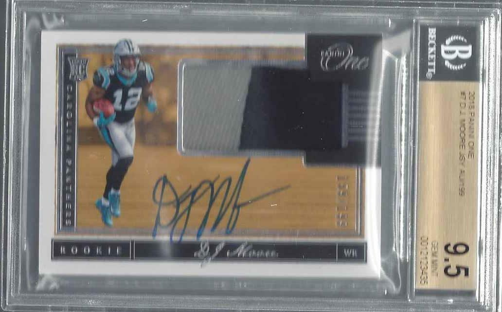 D.J. MOORE 2018 PANINI ONE RPA 2 COLOR PATCH AUTO RC /199 BGS 9.5 10 AU POP 1/1