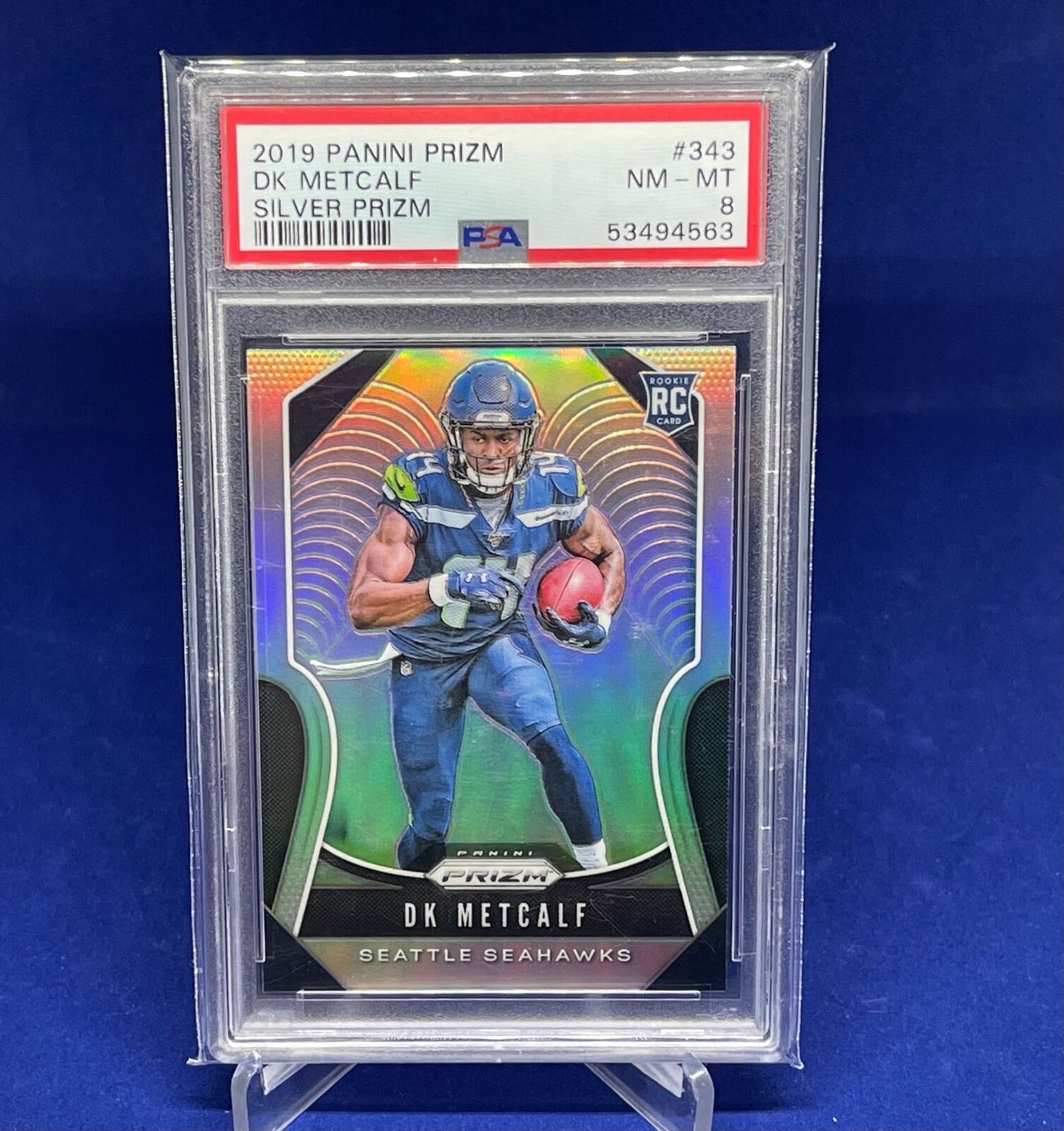 DK METCALF 2019 PANINI PRIZM SILVER PRIZMS SP RC ROOKIE #343 PSA 8