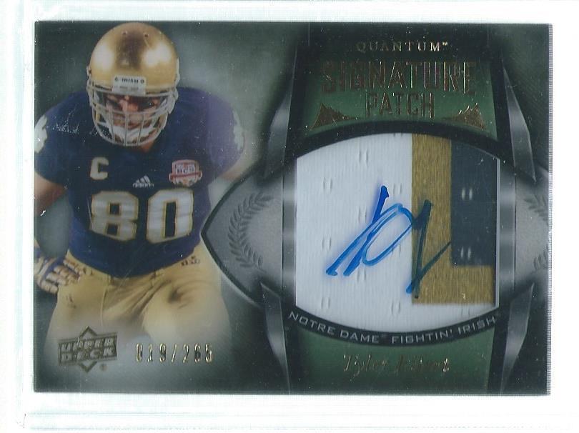 TYLER EIFERT 2013 UD QUANTUM SIGNATURE 3 COLOR PATCH ON CARD AUTO RC #D 19/265