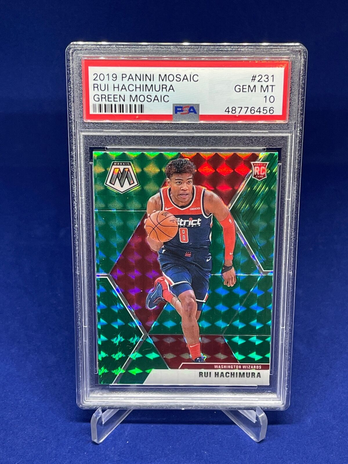RUI HACHIMURA 2019-20 PANINI MOSAIC GREEN PRIZM ROOKIE RC #231 PSA 10 GEM MINT