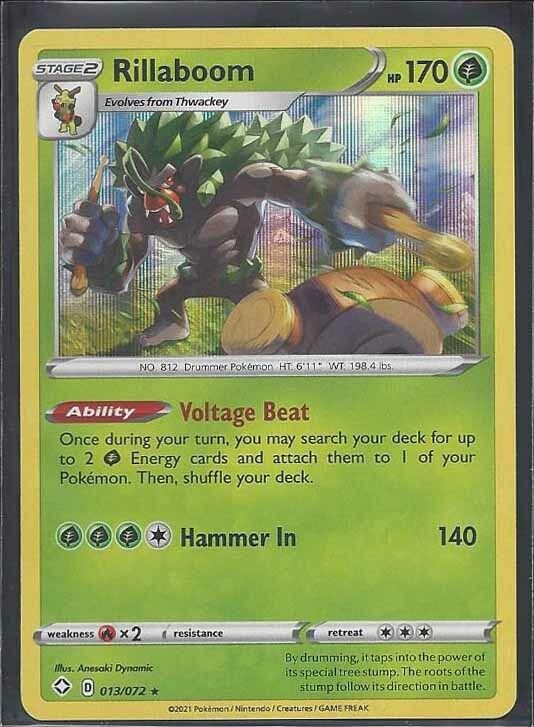 RILLABOOM 2021 POKEMON SHINING FATES HOLO RARE 013/072 HP 170