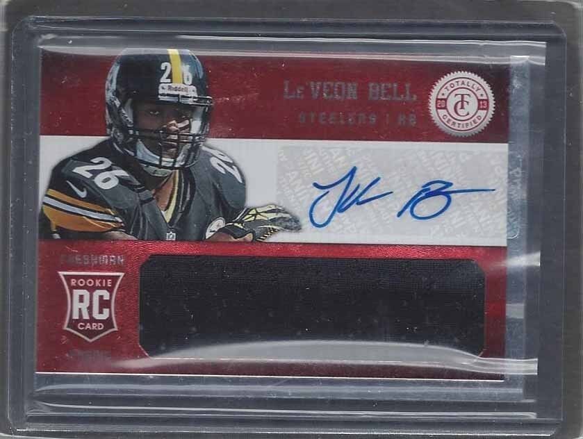 LE'VEON BELL 2013 TOTALLY CERTIFIED RED STEELERS ROOKIE JERSEY AUTO RC #D 93/299