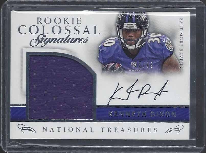 KENNETH DIXON 2016 NATIONAL TREASURES COLOSSAL JUMBO JERSEY ON CARD AUTO RC /99