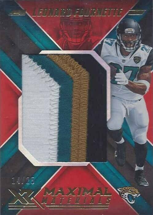 LEONARD FOURNETTE 2018 PANINI XR MAXIMAL ORANGE JUMBO 4 COLOR PATCH #D 14/25