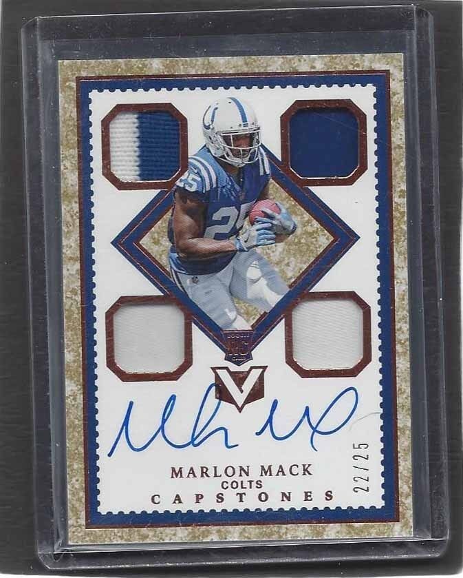 MARLON MACK 2017 PANINI VERTEX COPPER CAPSTONES PATCH ON CARD AUTO RC #D 22/25