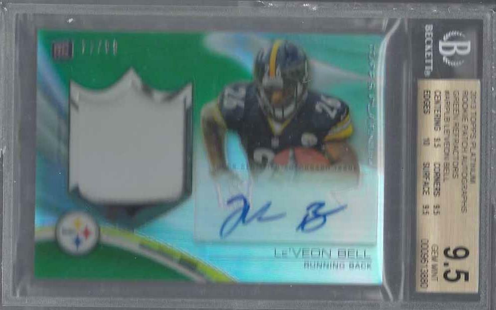 LE'VEON BELL 2013 TOPPS PLATINUM GREEN REFRACTOR PATCH AUTO RC /99 BGS 9.5 10 AU
