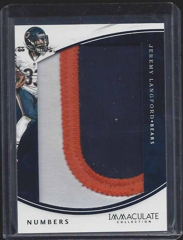 JEREMY LANGFORD 2016 IMMACULATE NUMBERS JUMBO 3 COLOR BEARS PATCH #D 22/50