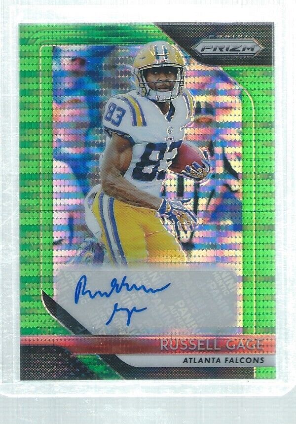 RUSSELL GAGE 2018 PANINI PRIZM AUTO NEON GREEN PULSAR PRIZMS ROOKIE RC