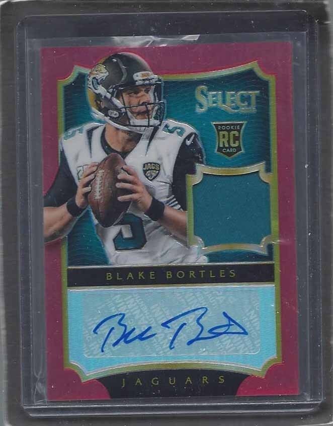 BLAKE BORTLES 2014 SELECT RED PRIZM ROOKIE JERSEY AUTO RC #D 16/25