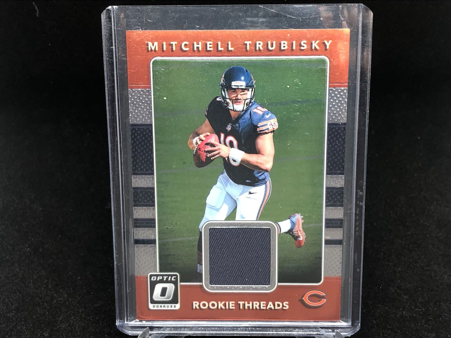MITCHELL TRUBISKY 2017 DONRUSS OPTIC HOLO ROOKIE THREADS JERSEY RELIC RC # 1