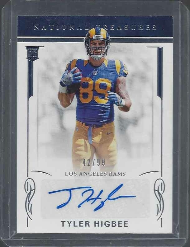 TYLER HIGBEE 2016 NATIONAL TREASURES RAMS TRUE ROOKIE AUTO RC #D 42/99