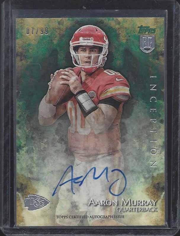 1/1 AARON MURRAY 2014 TOPPS INCEPTION GREEN ON CARD AUTO RC #D 7/99 JERSEY #7 !!