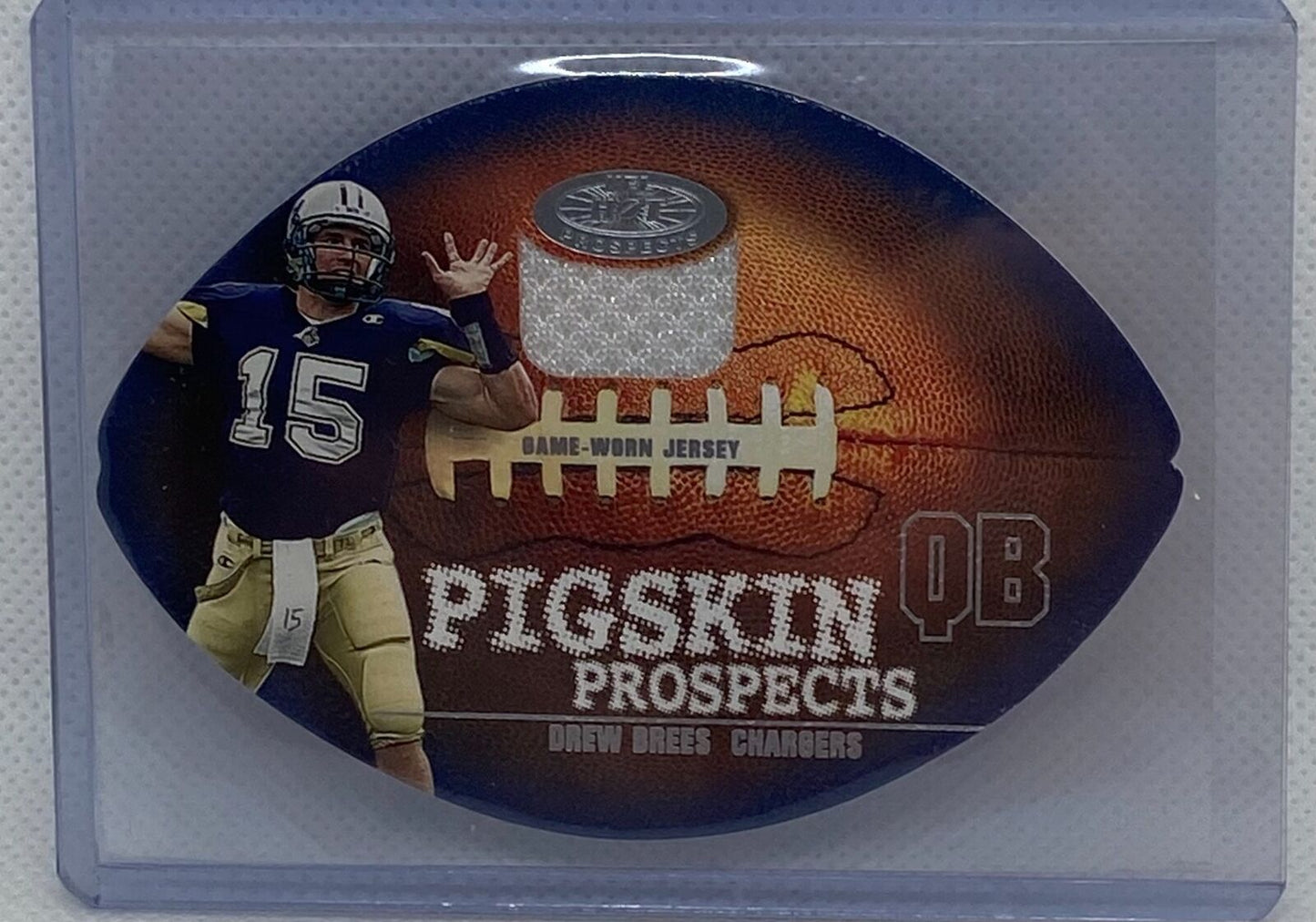 DREW BREES 2001 FLEER PIGSKIN PROSPECTS JERSEY DIE CUT RC