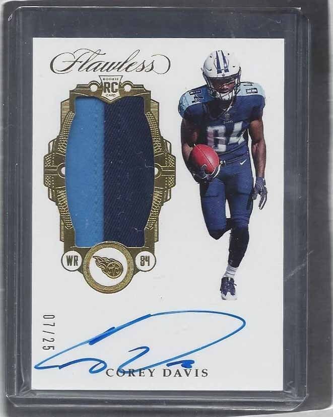 COREY DAVIS 2017 FLAWLESS GOLD RPA 2 COLOR ROOKIE PATCH ON CARD AUTO RC #D 7/25
