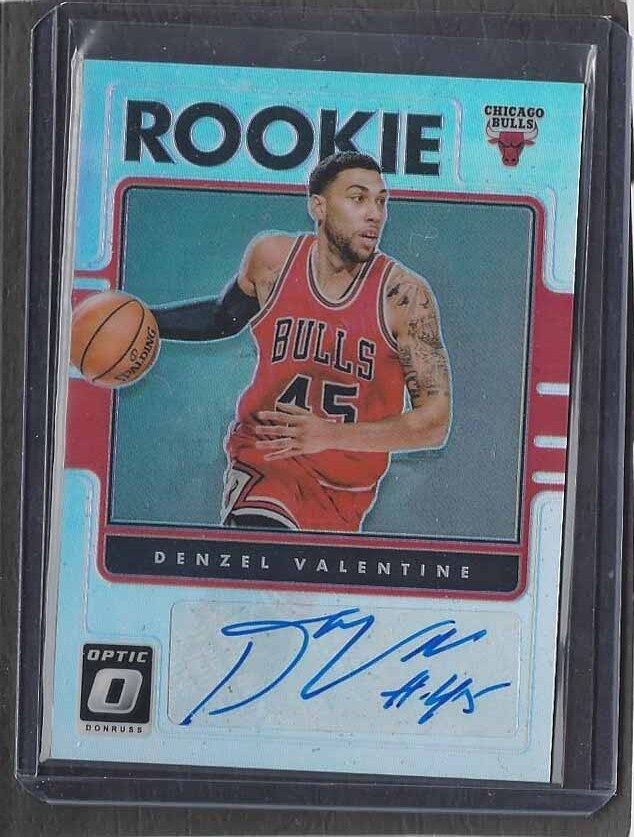 DENZEL VALENTINE 2016-17 DONRUSS OPTIC SILVER HOLO BULLS ROOKIE AUTO RC #46