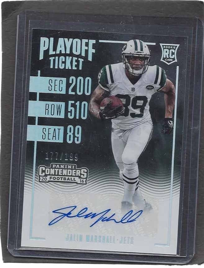 JALIN MARSHALL 2016 CONTENDERS PLAYOFF TICKET JETS AUTO RC #D 177/199