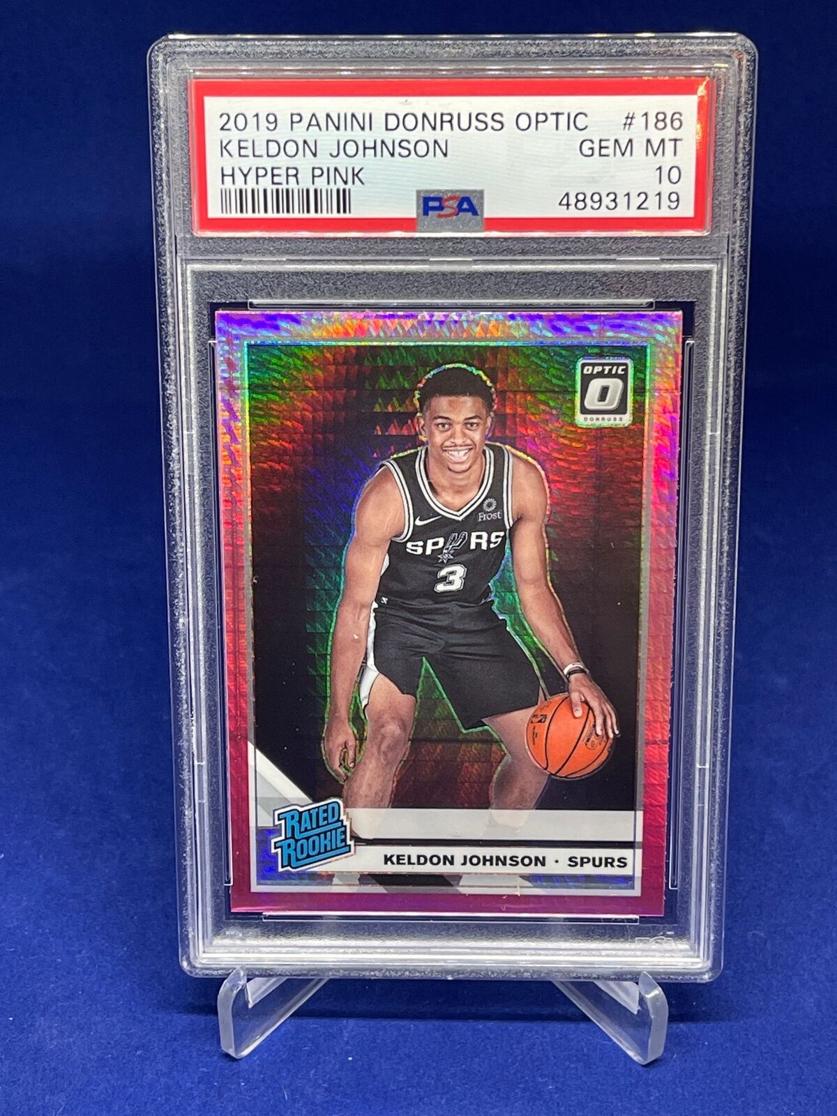 KELDON JOHNSON 2019-20 PANINI DONRUSS OPTIC PINK HYPER ROOKIE HOLO RC 186 PSA 10