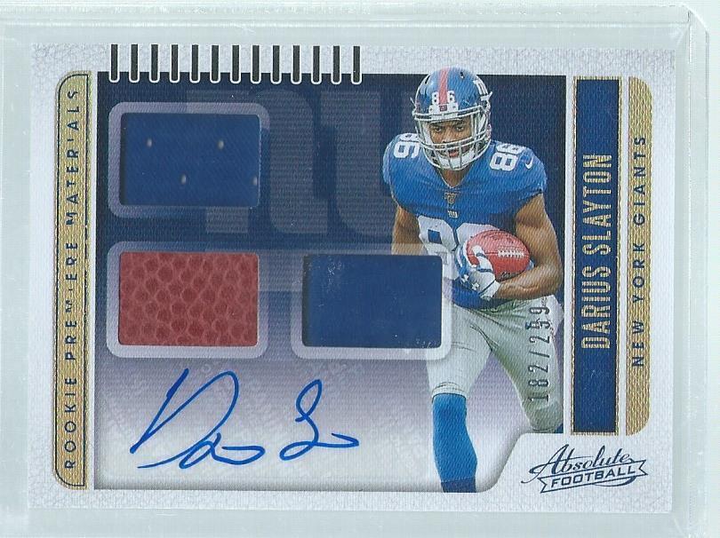 DARIUS SLAYTON 2019 PANINI ABSOLUTE TRIPLE JERSEY AUTO RC #D /299
