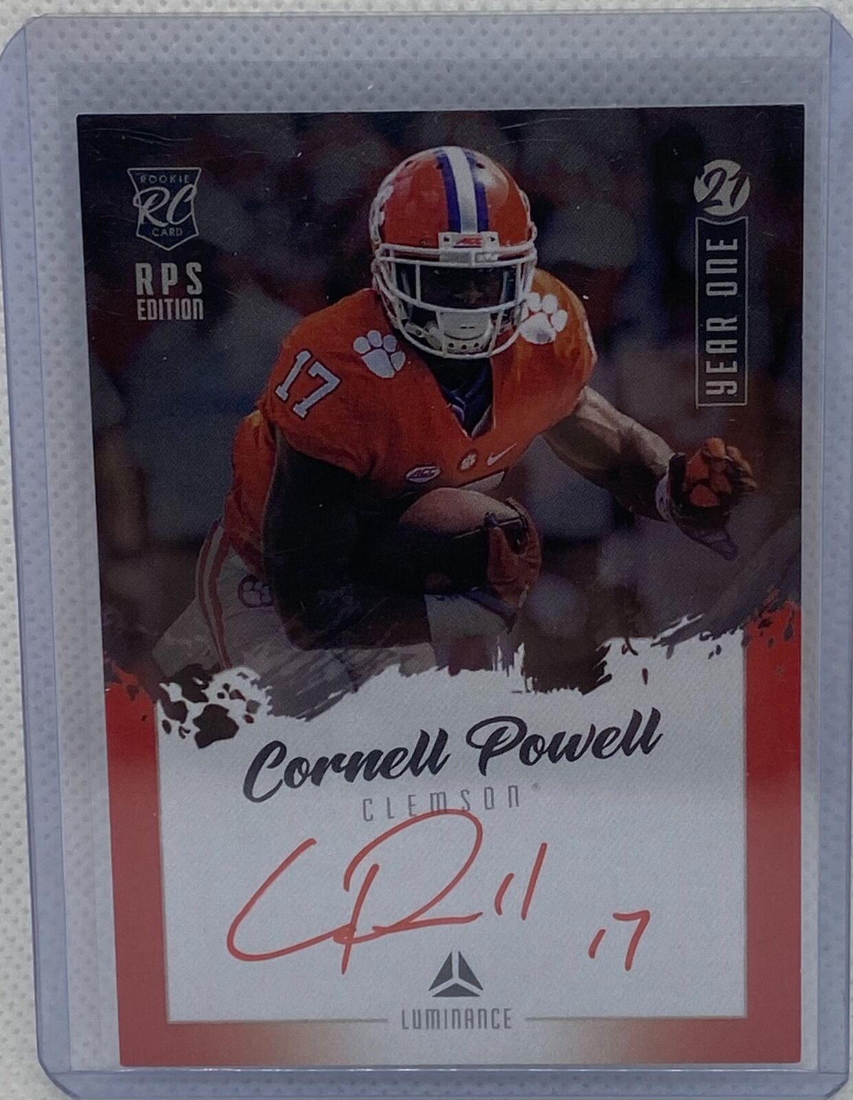 CORNELL POWELL 2021 PANINI LUMINANCE RPS EDITION YEAR ONE RED ON CARD AUTO RC