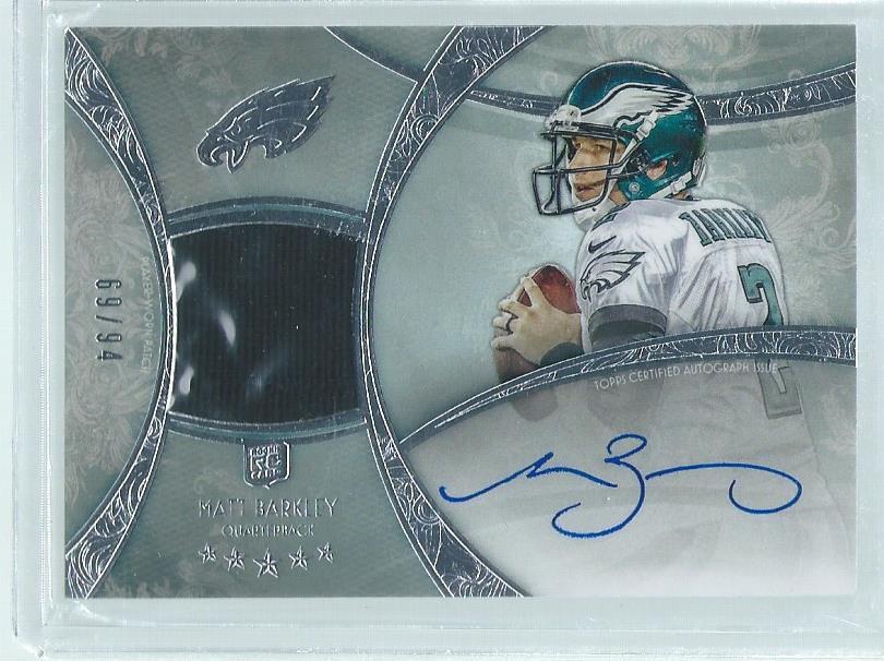 MATT BARKLEY 2013 TOPPS FIVE STAR RPA PATCH ON CARD AUTO RC #D 69/94