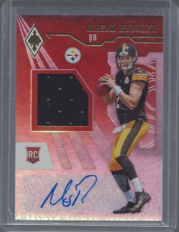 MASON RUDOLPH 2018 PANINI PHOENIX RED ROOKIE JERSEY AUTO RC #D /199