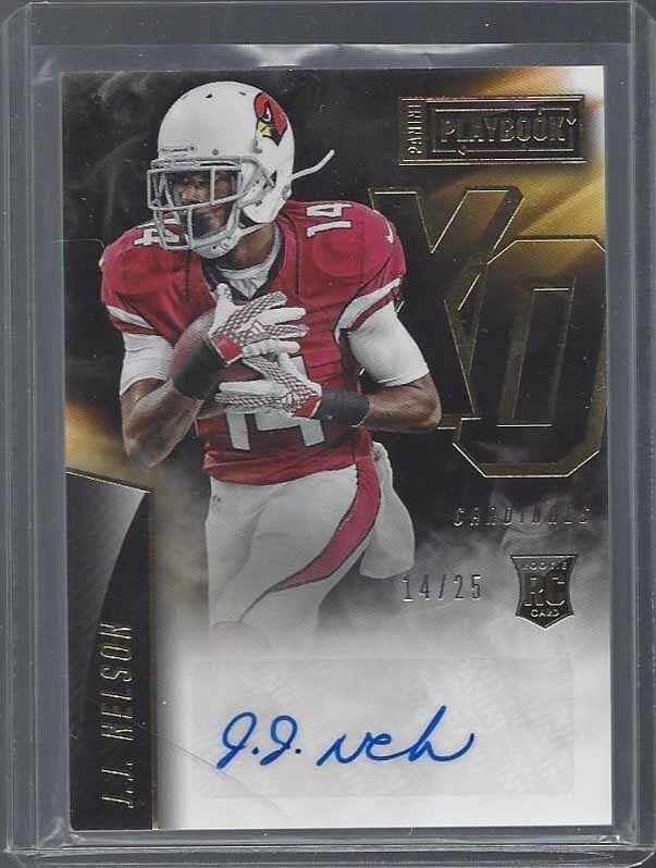 1/1 J.J. NELSON 2015 PLAYBOOK XO GOLD AUTO RC #D 14/25 HIS JERSEY NUMBER #14 !!