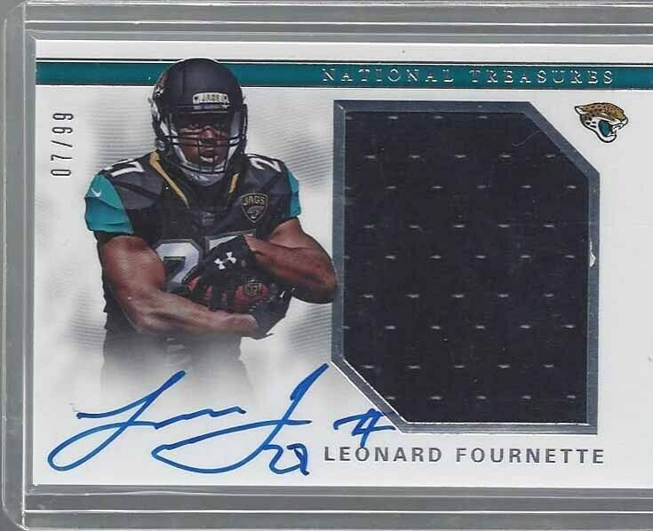 LEONARD FOURNETTE 2017 NATIONAL TREASURES JUMBO ROOKIE JERSEY ONCARD AUTO RC /99