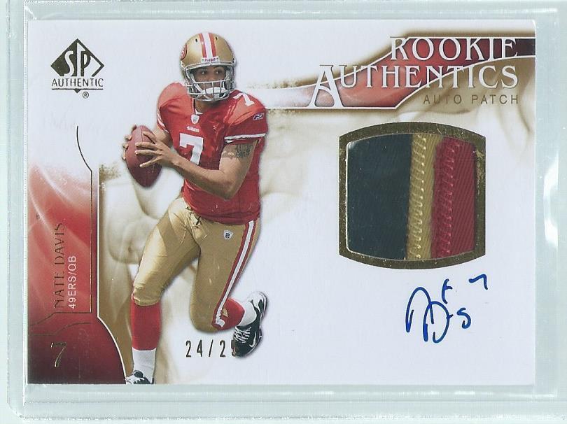 NATE DAVIS 2009 UD SP AUTHENTIC 4 COLOR PATCH ON CARD AUTO GOLD RC #D 24/25