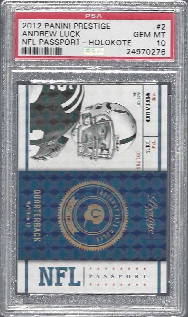 ANDREW LUCK 2012 PANINI PRESTIGE NFL PASSPORT HOLOKOTE RC #60/100 PSA 10 POP 1/1