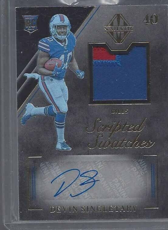 DEVIN SINGLETARY 2019 MAJESTIC SCRIPTED SWATCHES RPA 2 CLR PATCH AUTO RC #D /49