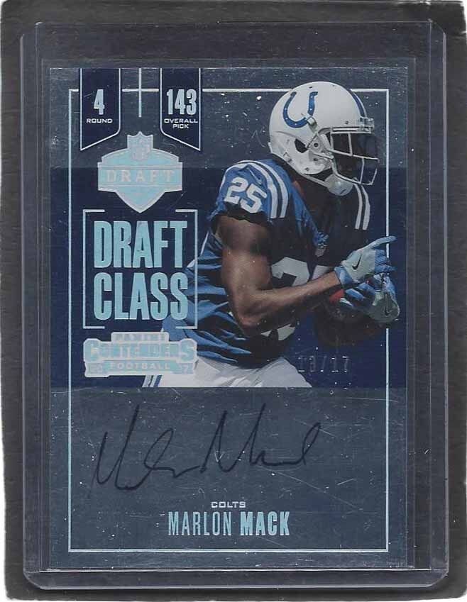 MARLON MACK 2017 PANINI CONTENDERS DRAFT CLASS SILVER COLTS ON CARD AUTO #D /17
