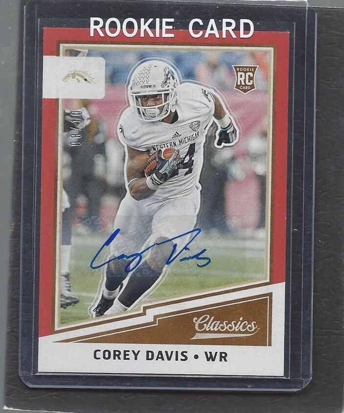 COREY DAVIS 2017 CLASSICS ORANGE TITANS WESTERN MICHIGAN ROOKIE AUTO RC #D 8/10