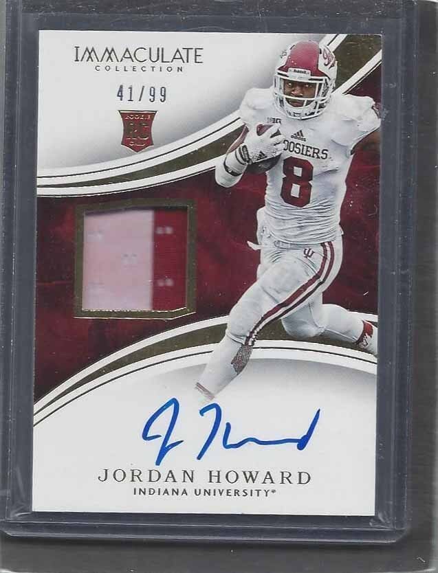 JORDAN HOWARD 2016 IMMACULATE RPA INDIANA HOOSIERS 2 CLR PATCH AUTO RC #D 41/99