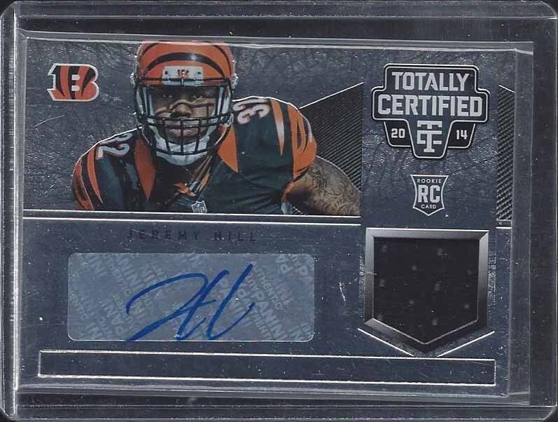 JEREMY HILL 2014 TOTALLY CERTIFIED BENGALS ROOKIE JERSEY AUTO RC #167