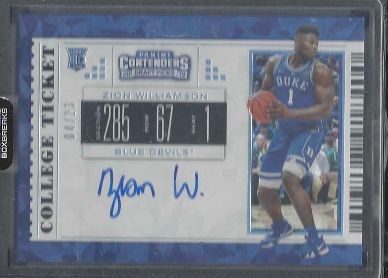 ZION WILLIAMSON 2019 CONTENDERS CRACKED ICE ON CARD ROOKIE AUTO RC #D 4/23