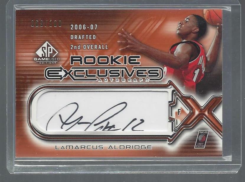 LAMARCUS ALDRIDGE 2006-07 SP GAME USED ROOKIE EXCLUSIVES AUTO RC #D 69/100