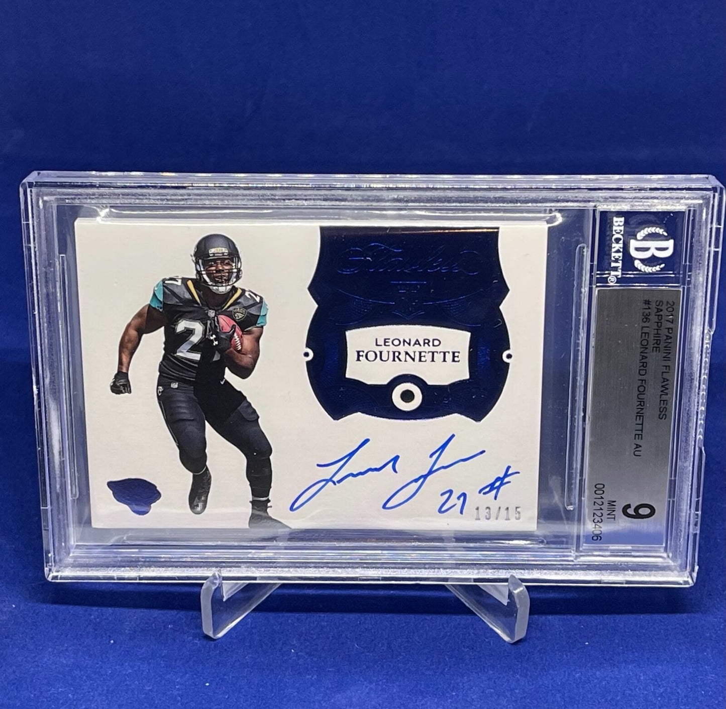LEONARD FOURNETTE 2017 PANINI FLAWLESS SAPPHIRE GEM AUTO RC /15 BGS 9 10 POP 2