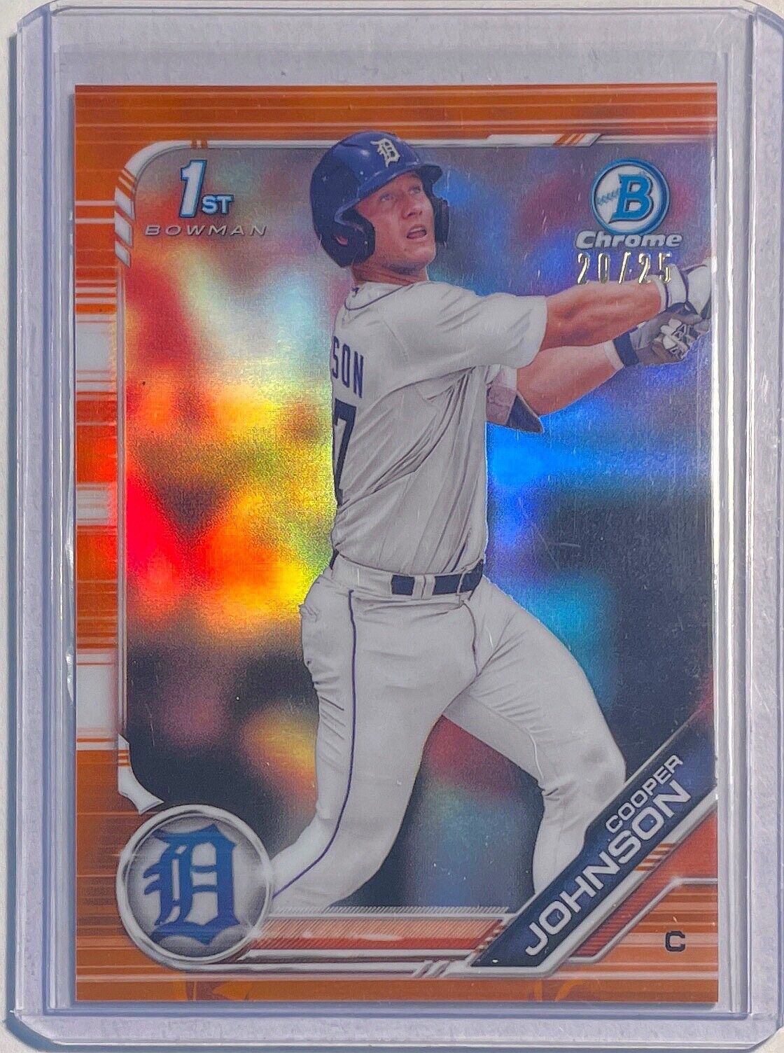 COOPER JOHNSON 2019 BOWMAN CHROME 1ST PROSPECT ORANGE REFRACTOR #D 20/25