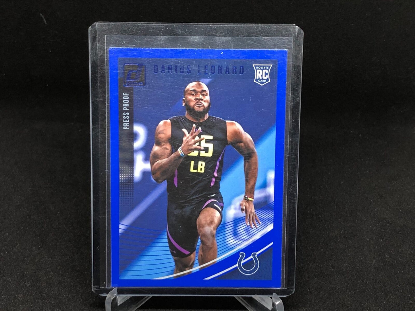 DARIUS LEONARD 2018 DONRUSS PRESS PROOF BLUE ROOKIE CARD RC # 65