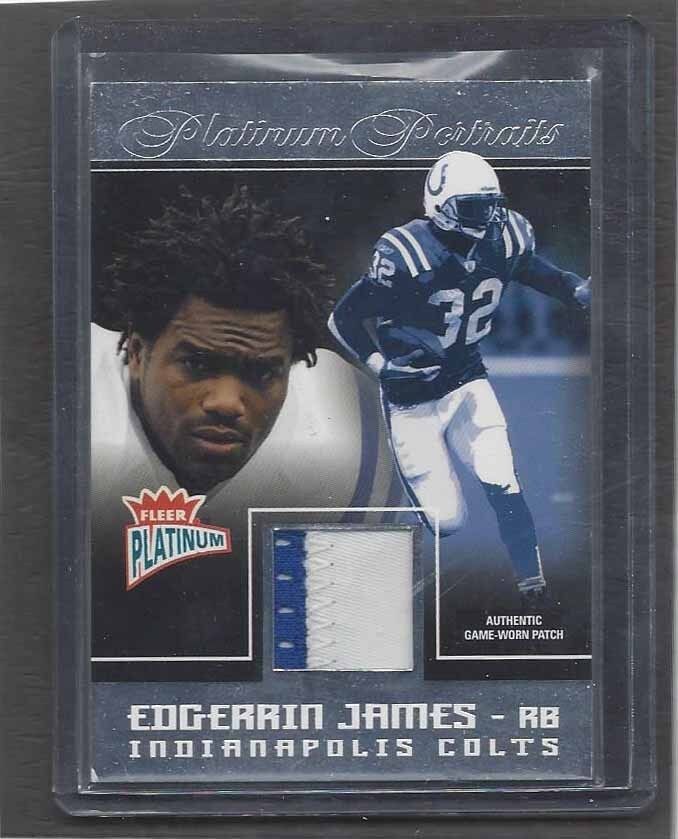 EDGERRIN JAMES 2004 FLEER PLATINUM PORTRAITS 2 COLOR COLTS PATCH #D 5/100