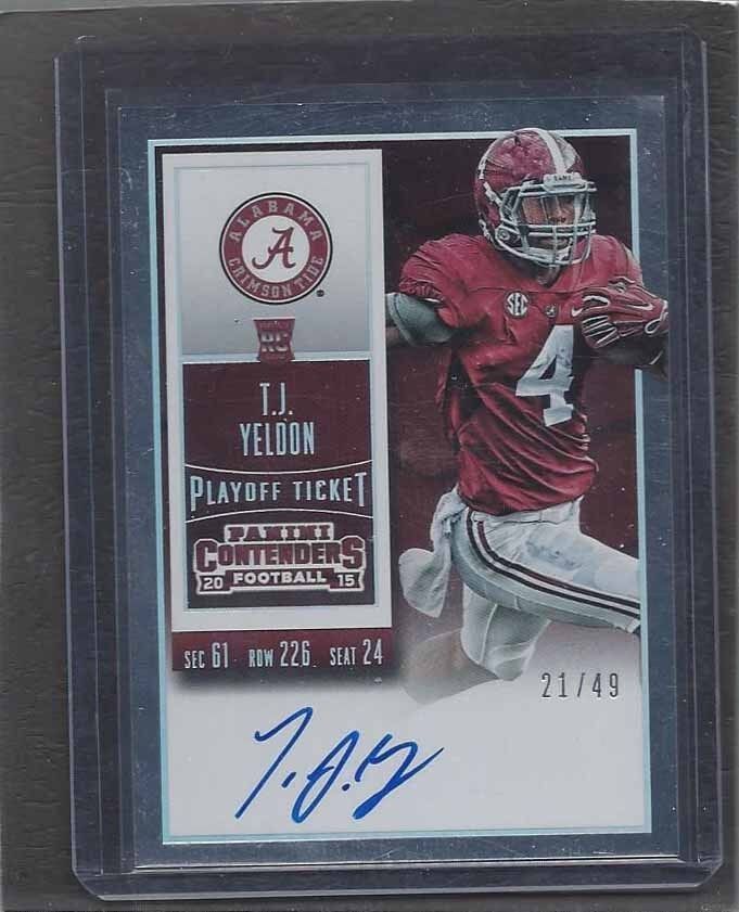 T.J. YELDON 2015 CONTENDERS PLAYOFF TICKET COLLEGE VARIATION AUTO RC #D 21/49
