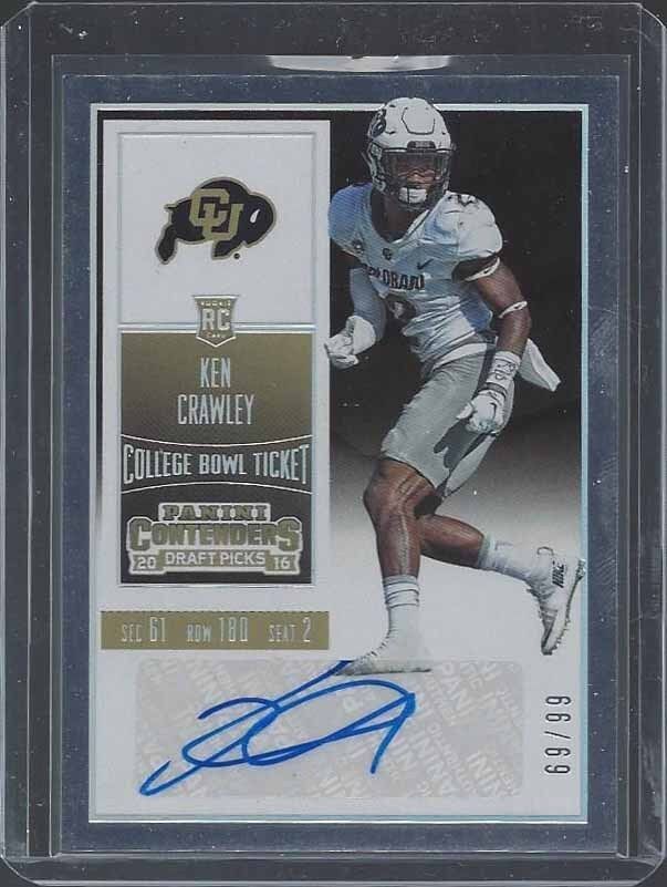KEN CRAWLEY 2016 CONTENDERS DRAFT PICKS BOWL TICKET ROOKIE AUTO RC #D 69/99