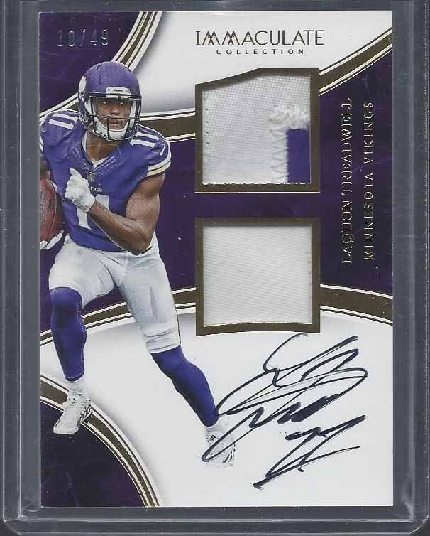 LAQUON TREADWELL 2016 IMMACULATE DUAL ROOKIE PATCH ON CARD AUTO RC #D 10/49
