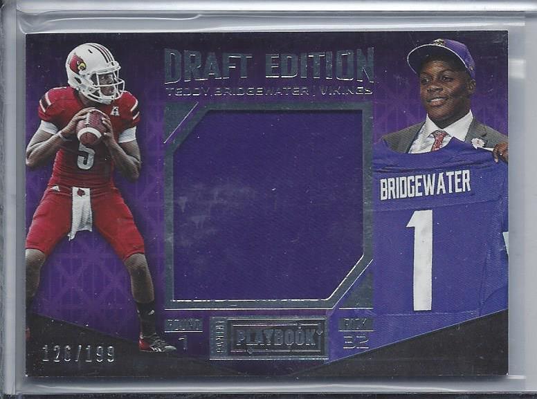 TEDDY BRIDGEWATER 2015 PLAYBOOK DRAFT EDITION JUMBO GAME USED JERSEY #D 126/199