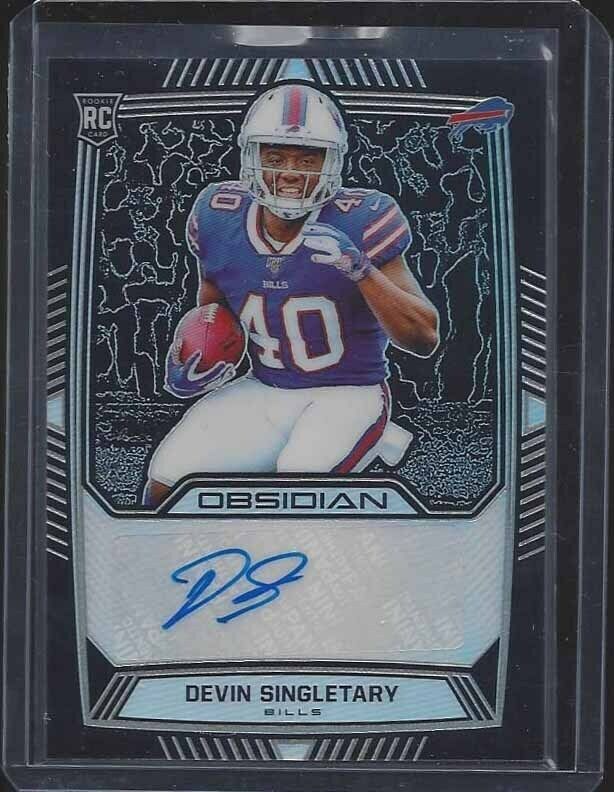 DEVIN SINGLETARY 2019 PANINI OBSIDIAN BILLS ROOKIE AUTO RC #D 37/150